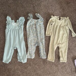 Set of Three Baby Rompers with Ruffle Details 18m